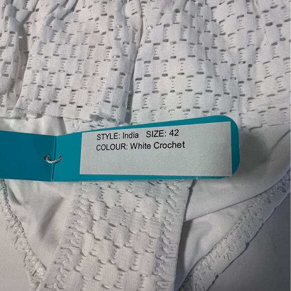 New Melissa Odabash India Crochet Ruffle Bikini Set Swim Bandeau Top White Sz 6 - Picture 8 of 9